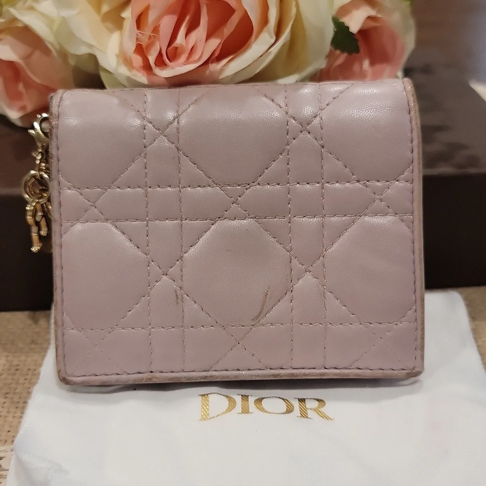 Authentic Dior Pink Quilted Women's Card Holder